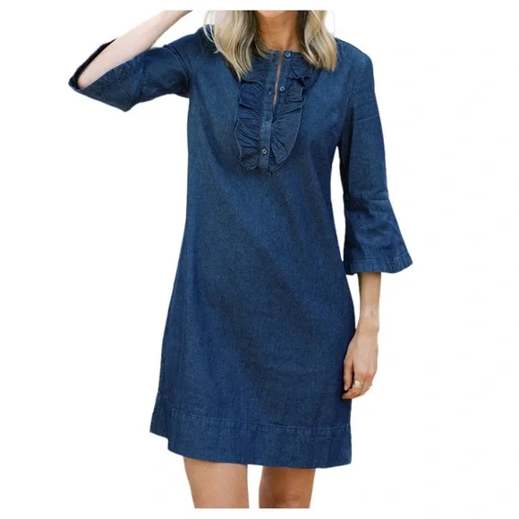 Draper james ruffle chambray cheap dress